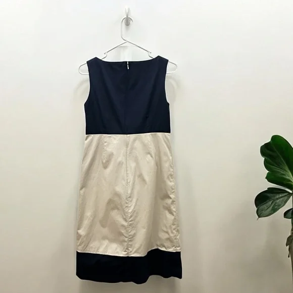Brook Brothers Women’s Stretch Sleeveless Navy Blue & Cream Cotton Dress Size 2 - Picture 2 of 11